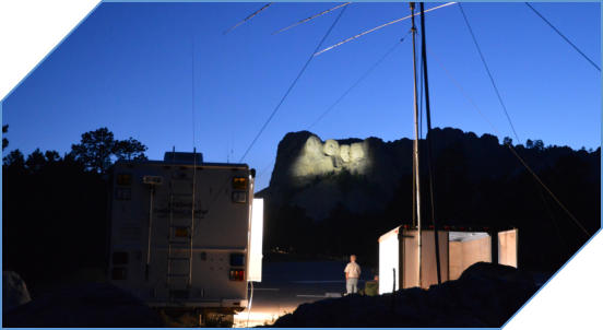 Antenna and
                              mobile command center setup near Mt
                              Rushmore
